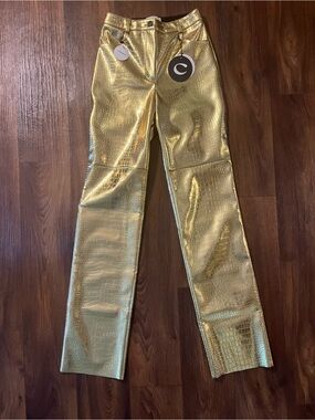 NWT Cultnaked Killa pants in Gold Croc Size Small Party Rave Bodycon